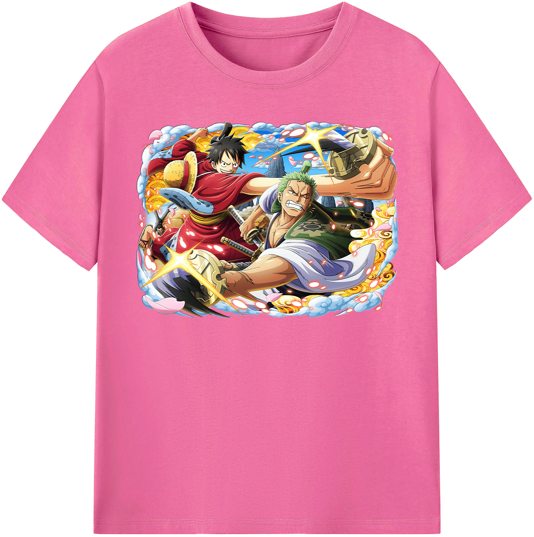 ワンピース モンキー・D・ルフィ ONE PIECE Monkey D. Luffy レディースカジュアルプリントTシャツ（綿100％）
